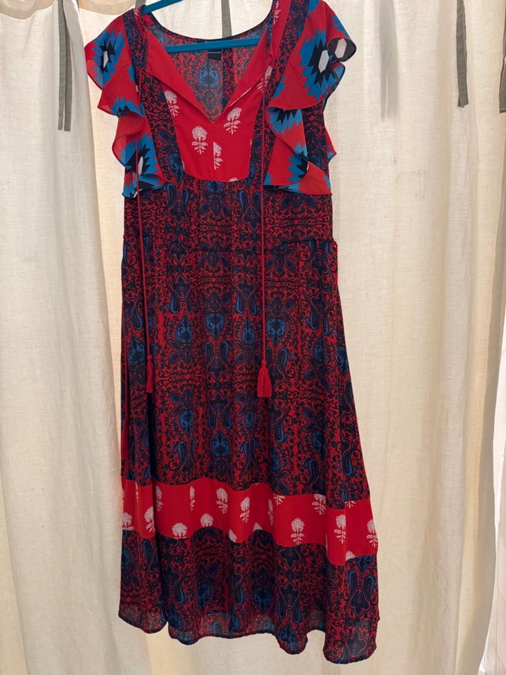 Desigual Red and Navy Paisley Print Blouse
